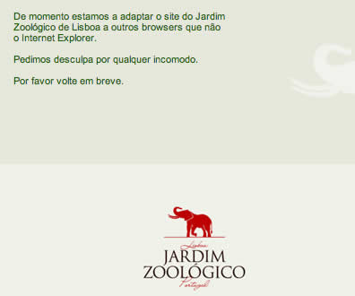 Mensagem de erro Zoo de Lisboa